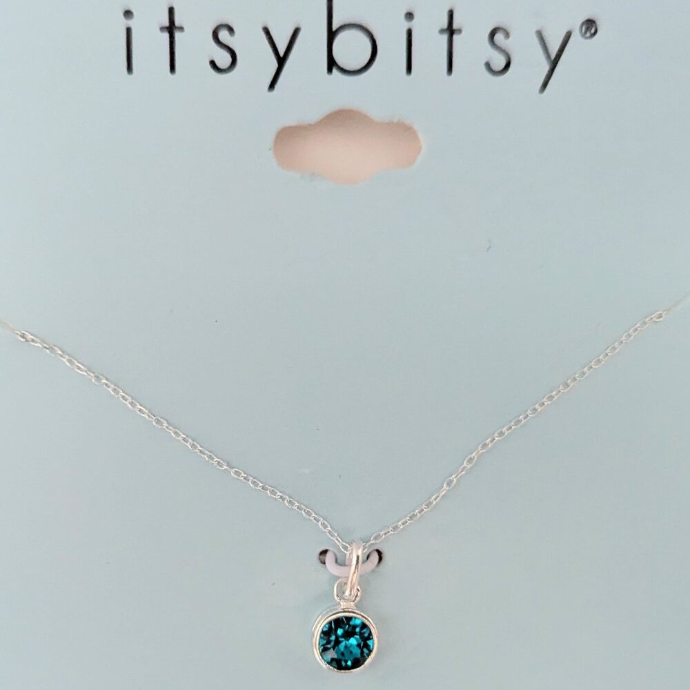 Itsybitsy Sterling Silver NECKLACE W/ DECEMBER Genuine CRYSTAL PENDANT NEW